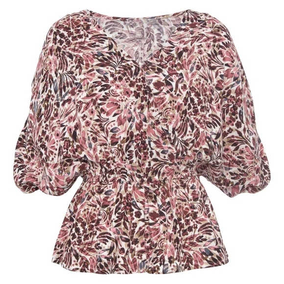 LASCANA Nwt Floral Print Dolman Sleeve Surplice Front Blouse, Elastic Waist, 2X - Picture 2 of 15